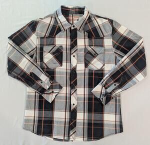 Reclaim Shirt Mens L Gray Plaid Long Sleeve Western Snap Pockets Relaxed